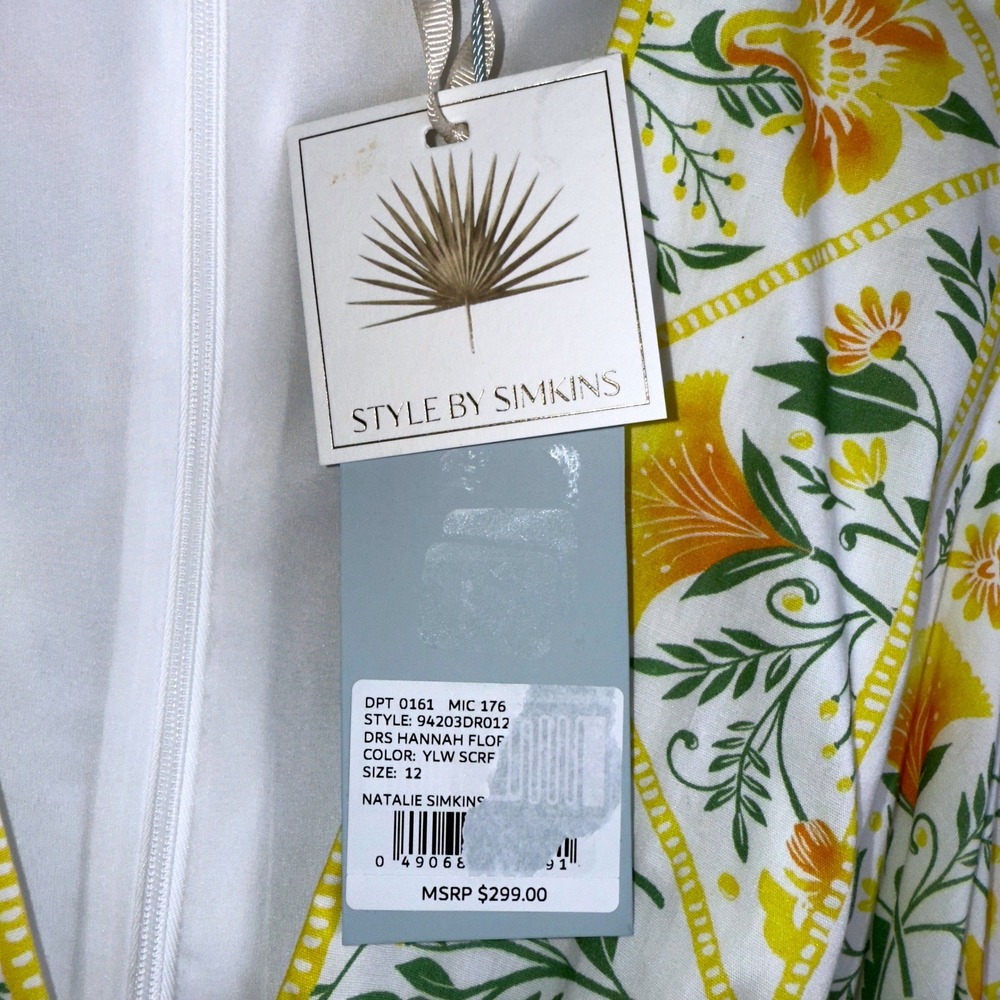 NWT ANTONIO MELANI White and Yellow Floral Maxi Dress- brand new size 12 - Picture 7 of 8